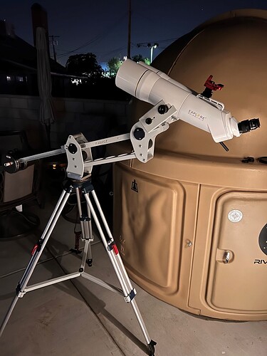 Geoptik Binoplus Pantograph - Explore Scientific 120mm Bino's - Riverstar Observatory