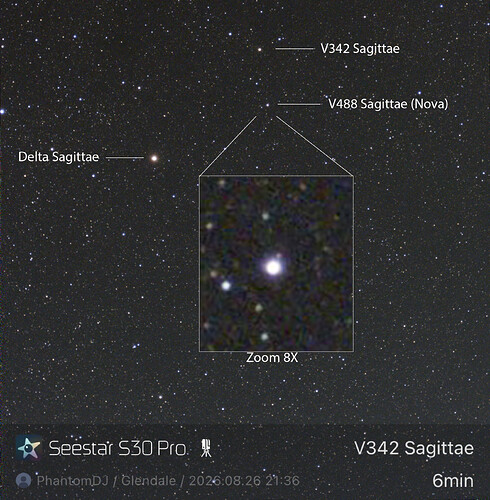 Nova Sge 2026 - 26 August 2026 - Cropped and annotated